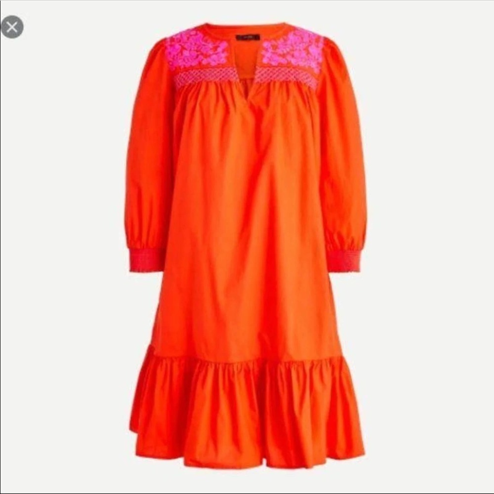 J. Crew NEW Embroidered Popover Dress with Ruffled Hem S - Picture 10 of 10